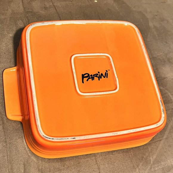 Parini Orange Square Covered Casserole Baker Non Stick 9.5 x 9.5 x 2.5 Inches - Picture 2 of 5